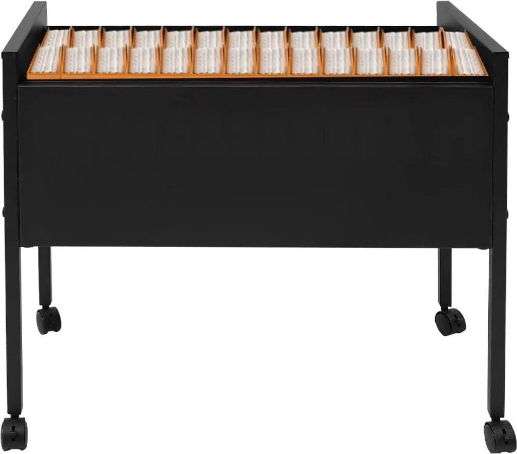 Aktenwagen - Rollcontainer für Hängeregister - Mit Rollen - Wasserdicht - Gummi - 70 x 37 x 60 cm - Schwarz