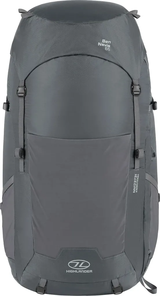 Sac à dos Ben Nevis 65L gris avec système dorsal réglable et haute résistance