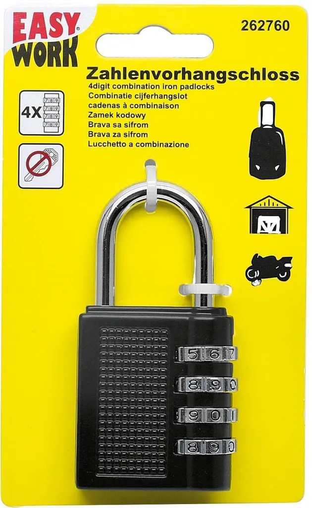 Cadenas sans clé à code 4 chiffres, solution anti-perte Easy Work noir - 3