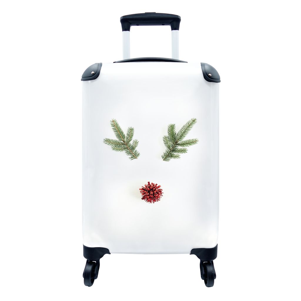 MuchoWow Koffer Handgepäck Trolley Rollkoffer Kleine Reisekoffer mit 4 Rollen - Weihnachten - Zweige - Weihnachtsdekoration - Cabin Size < 55x40...