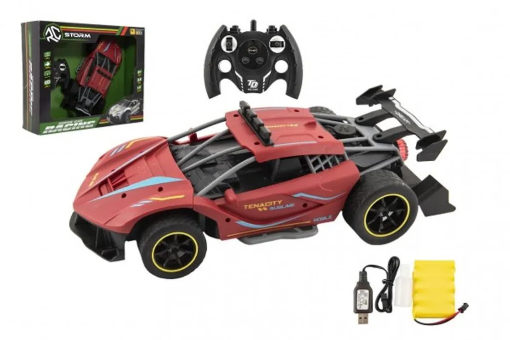 Voiture RC rouge 2,4 GHz 33 cm : Modèle sport avec autonomie optimisée