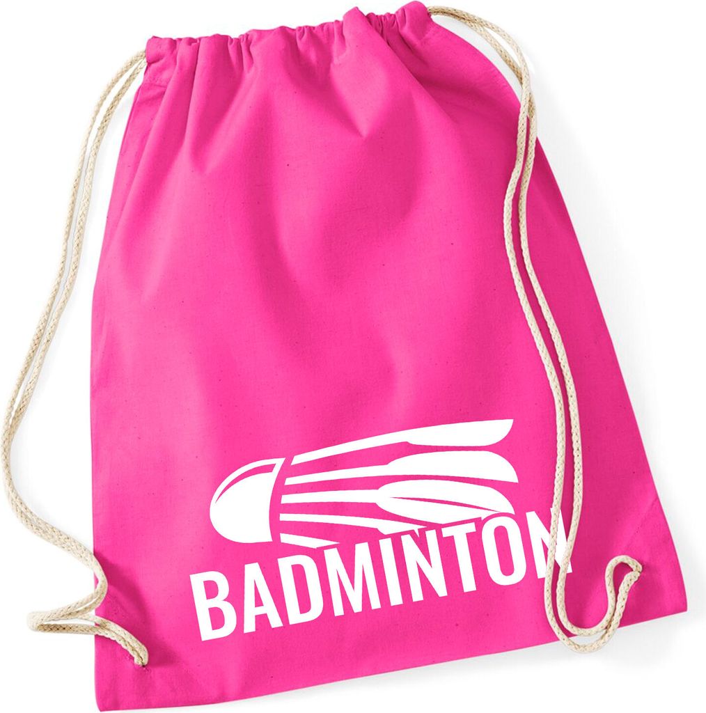 Huuraa Turnbeutel Badminton Federball 12 Liter Fuchsia Baumwolle Rucksack Geschenkidee