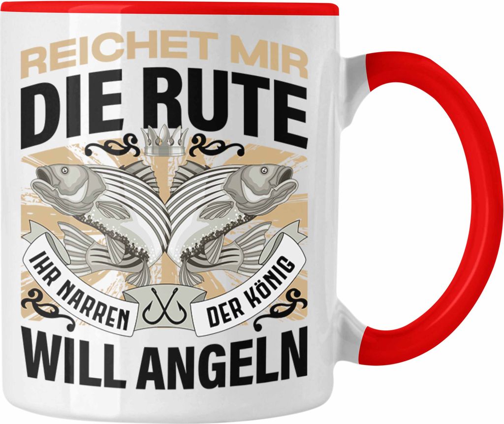 Trendation - Angler Tasse Geschenk Männer Spruch Lustig für Fischer Geschenkidee Angeln Fischen (Rot)
