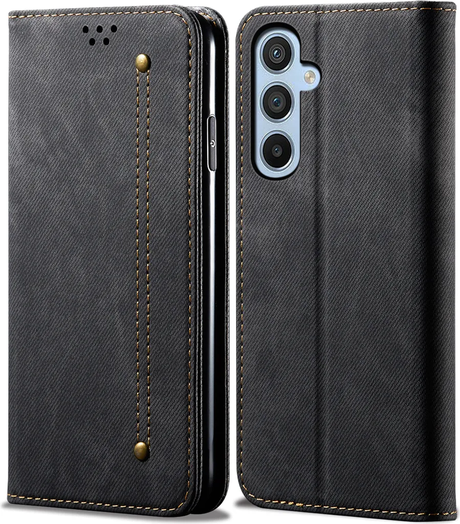 Cover Pelle Samsung M15 Nera: Eleganza Funzionale con Stand e Magnete