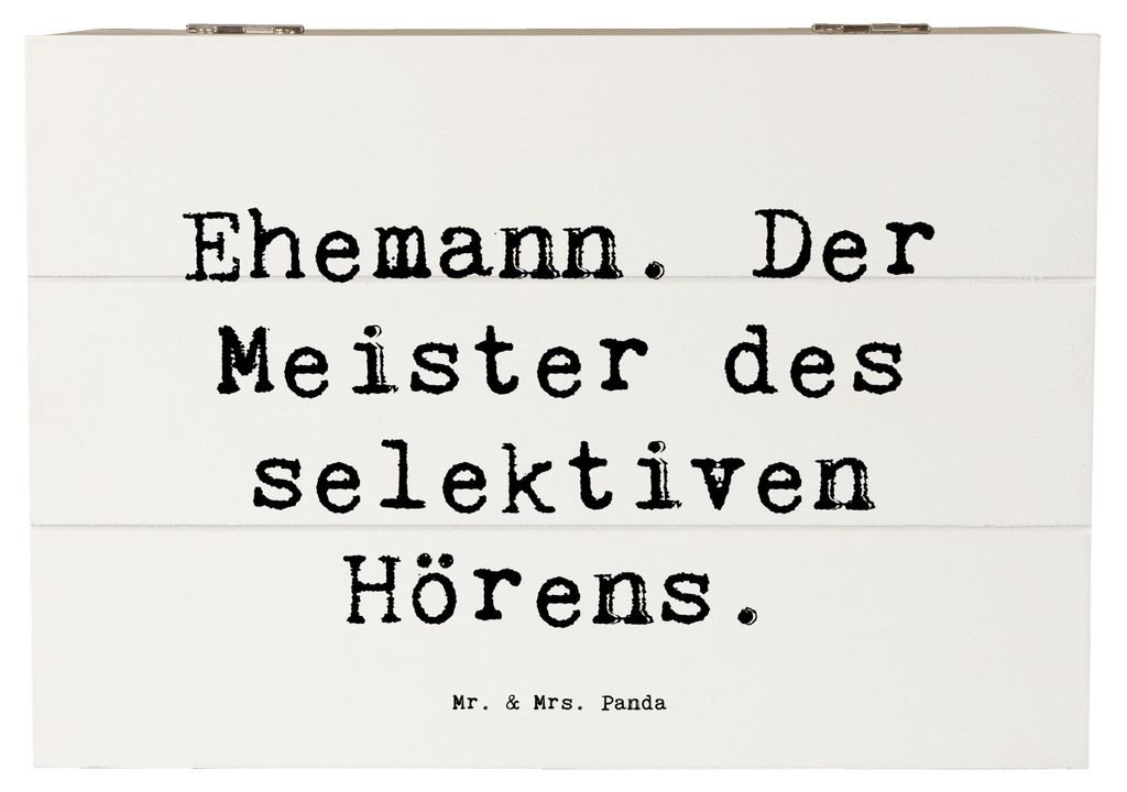 Mr. & Mrs. Panda Schatulle Spruch Ehemann Meister 22 x 15 cm - Weiß - Geschenk, Schatzkiste, Jubiläen, Alltag, Truhe, Kommunikation, Lebenspartne...
