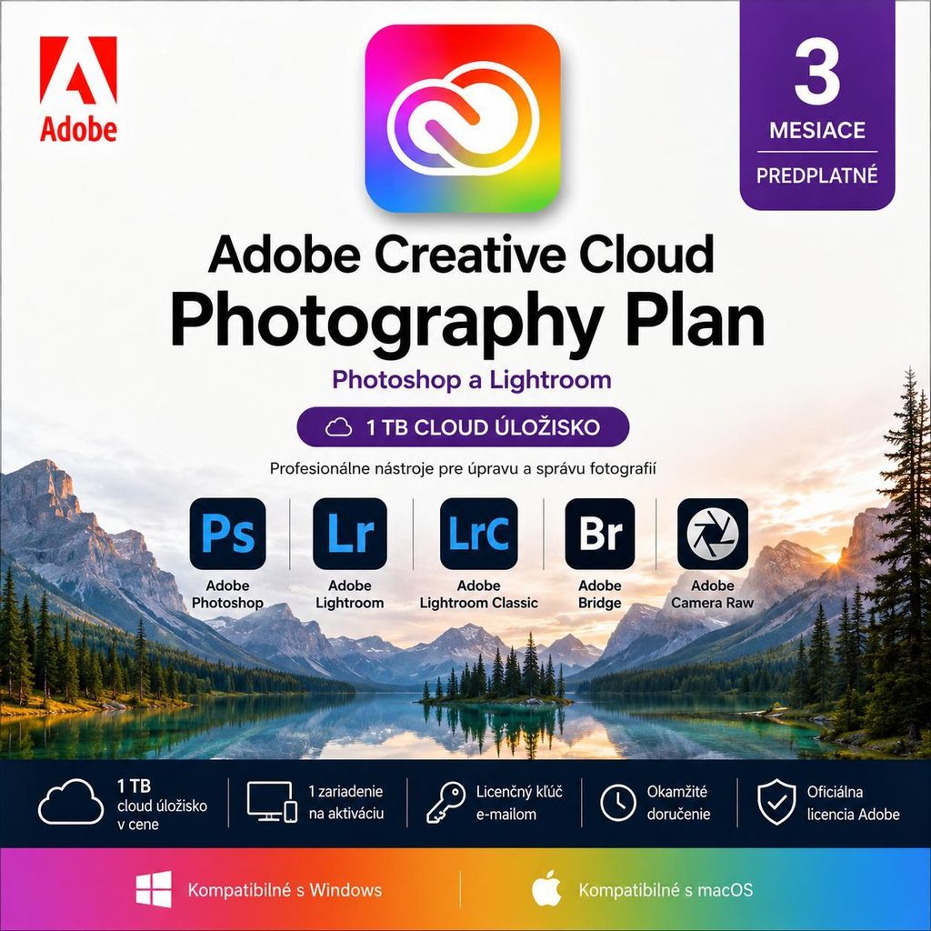 Adobe Creative Cloud Foto predplatné 3 mesiace | 1 TB cloud Obrázok produktu 