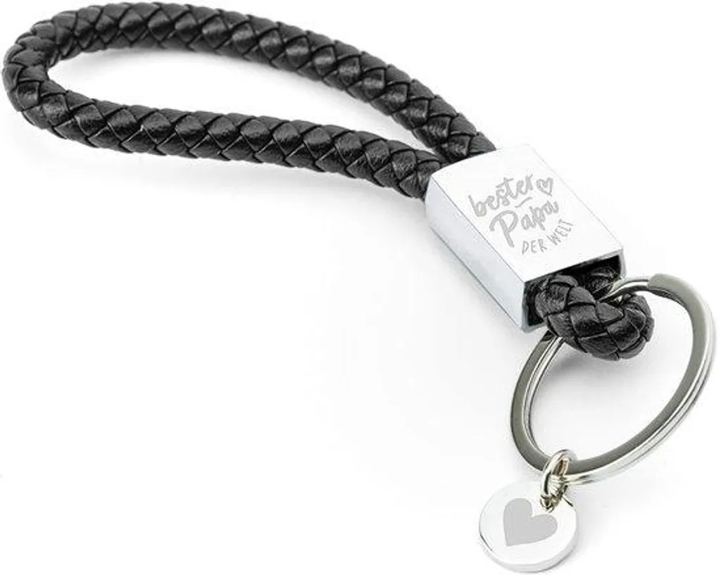 Porte-clé cœur Meilleur Papa en métal robuste noir argent scintillant