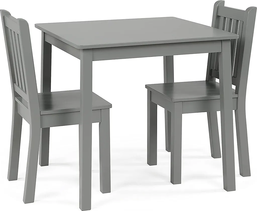 OFFERTA Set Tavolo e 2 Sedie Bambini Legno Grigio - Spedizione Rapida