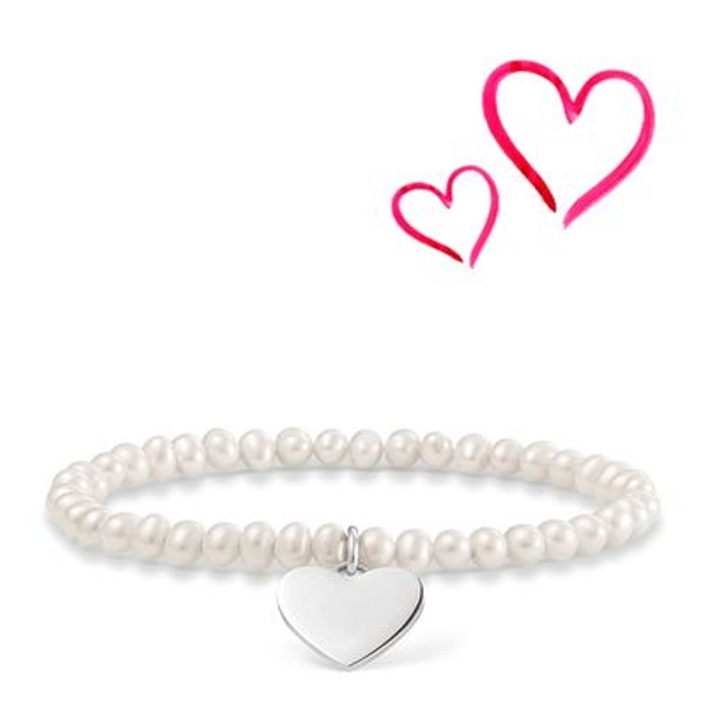 Thomas Sabo LBA0046-082-14 Armband Damen Perlen Herz Silber 16,5 cm