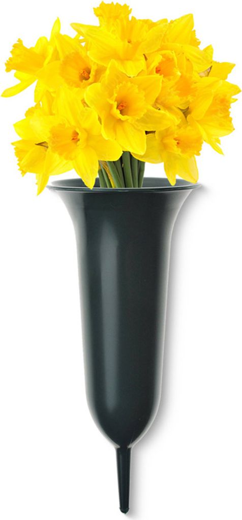 Trichter Grab-Vase mit Erdspieß frostsicher grün 31 cm