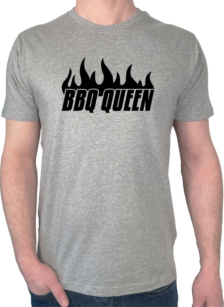 Huuraa Herrenshirt BBQ Queen Flammen Geschenk Größe XXL Sport Grey Bio Baumwolle Fairtrade BBQ Queen Geschenkidee