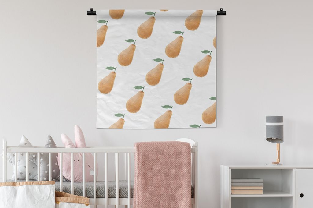 MuchoWow® Wandteppich Wandbehang Birnen - Aquarell - Weiß Produktbild 