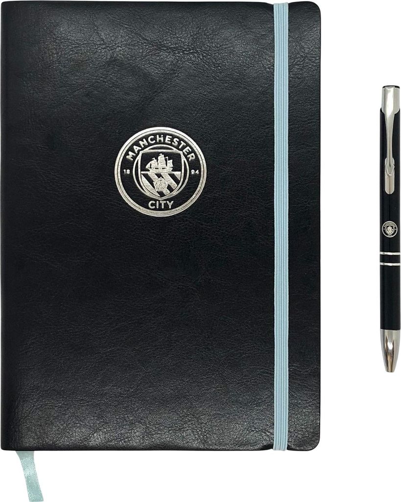 Manchester City FC - Wappen-Notizbuch und Stift, A5 GF230 (Einheitsgröße) (Schwarz)