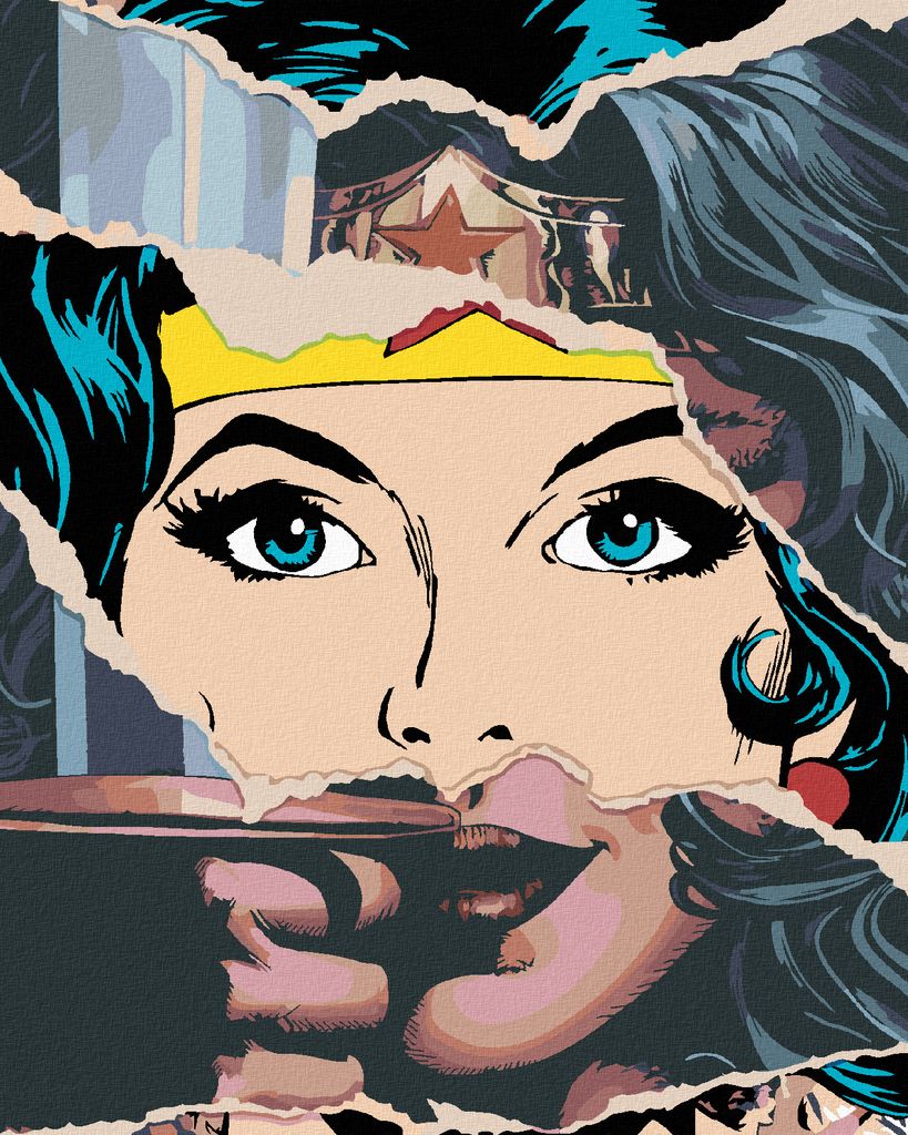 Zuty - Malen nach Zahlen - WONDER WOMAN PAPIER, 40x50 cm, ohne Keilrahmen