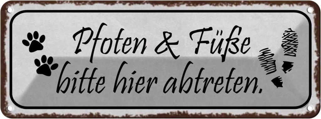 vianmo Blechschild 10x27 cm Pfoten Füße bitte hier abtreten Warnschild Hinweisschild Sicherheit Vorsicht