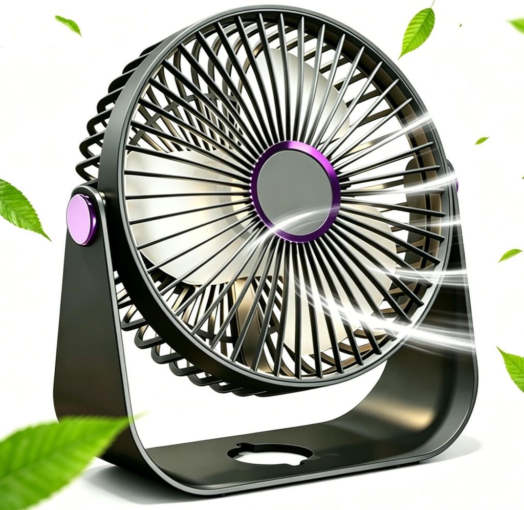 Tragbarer USB Tischventilator Ventilator mit Nachtlicht, Produktbild 