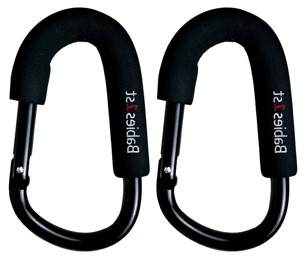 Karabiner für Kinderwagen Groß 14 cm, Haken für Wickeltasche, Wickelrucksack, Laufrad, Rollstuhl, 2er Set