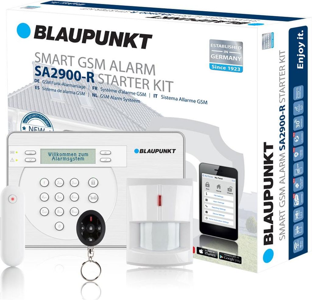 Blaupunkt Funk Alarmanlage Alarmzentrale Set SA-Serie SA2900R Zentrale Magnetkontakt Bewegungsmelder Fernbedienung