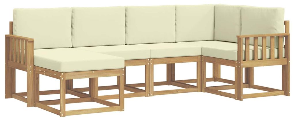 vidaXL Outdoor-Sofagarnitur mit Kissen 6 pcs Weiß und Creme Polyester
