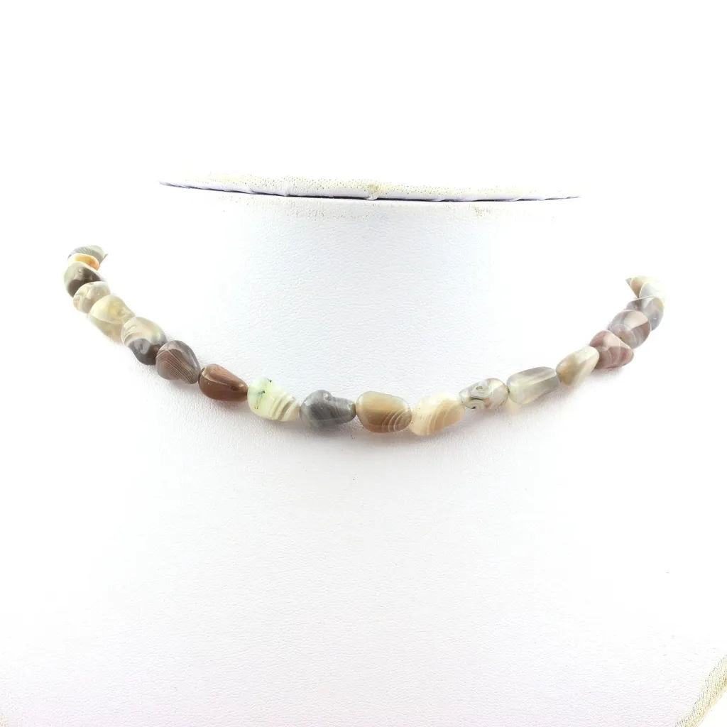 Collier agate du Botswana véritable - Perles rubanées de haute qualité - 2