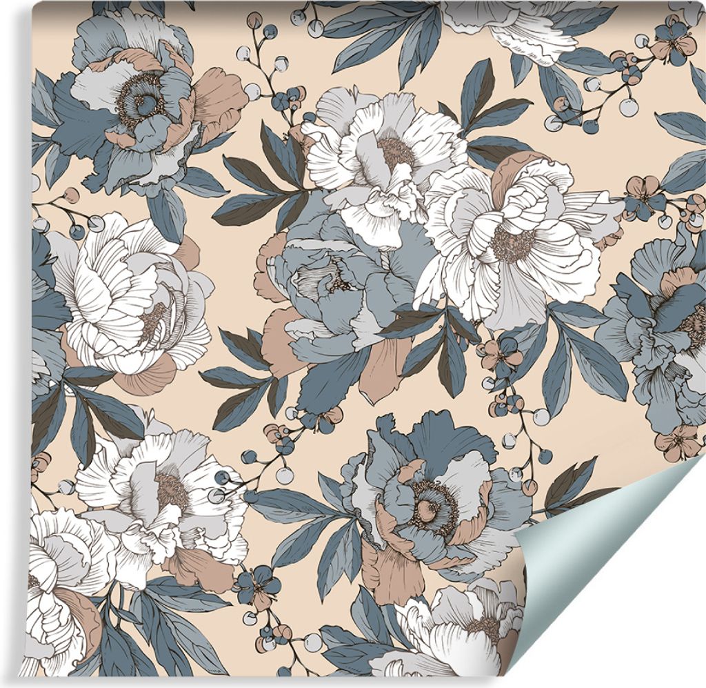 10m VLIES TAPETE Rolle Blumen Päonien Flora Ornamente Motiv Gemalt Natur XXL