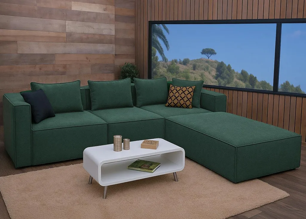 Canapé modulable 2 places vert idéal pour optimiser un petit salon - 10