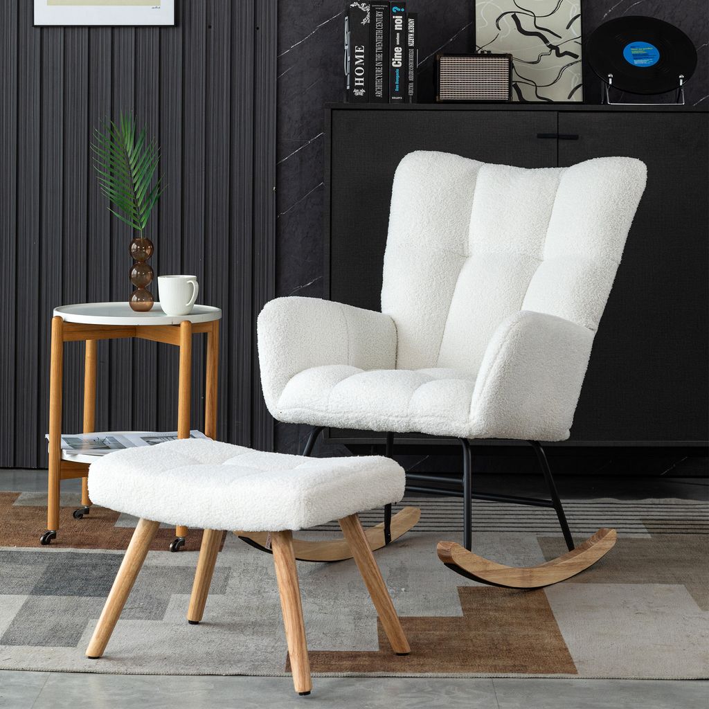okwish Schaukelstuhl Sessel mit Fußhocker, Metallgestell Produktbild 2