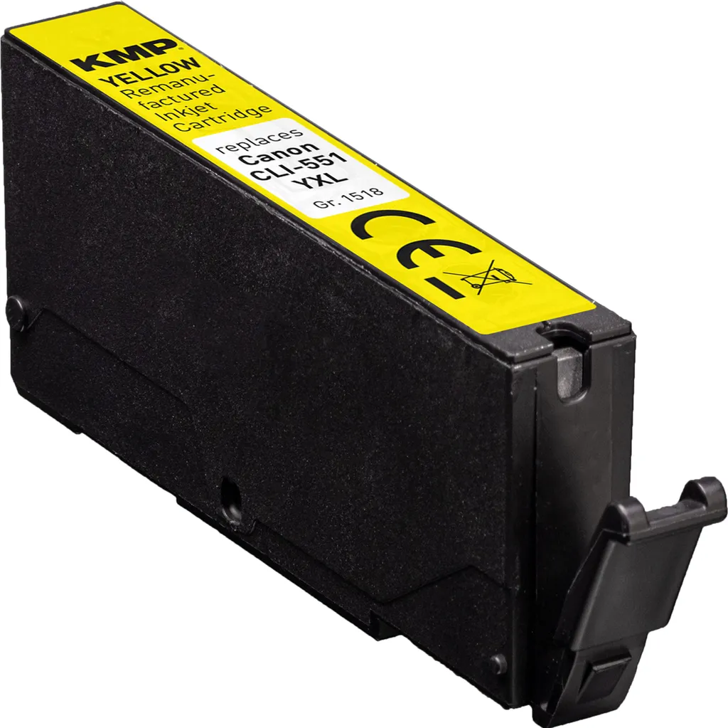 Cartuccia Gialla XL KMP per Canon PIXMA CLI-551 | Affidabile e Chiara