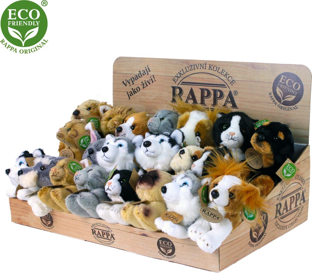 RAPPA Display exklusive Plüschhunde und -katzen ECO-FRIENDLY