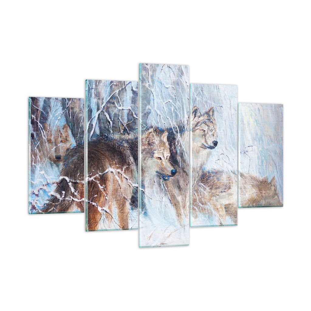 Bilder auf glas - Wolf Tier Wald - 150x100cm - Glasbilder - Wandbilder - Kunstdruck - zum Aufhängen bereit - Wanddekoration aus Glas - Glas Bilder...