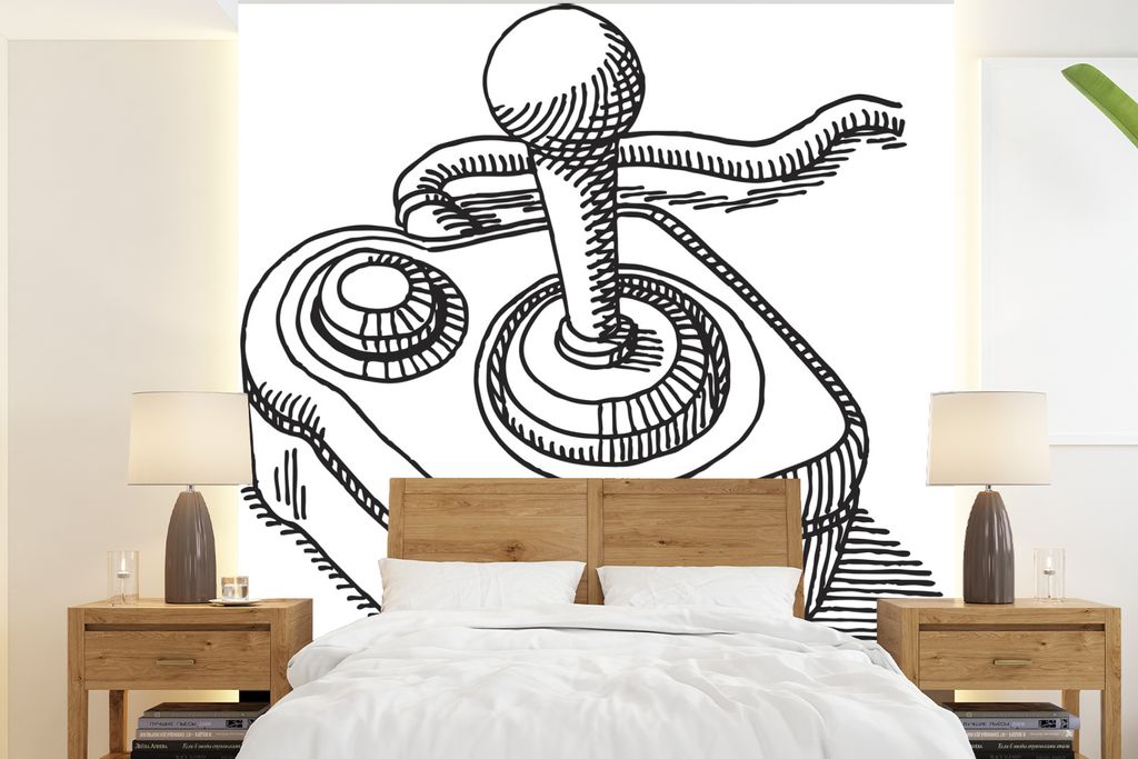 MuchoWow Fototapete für Wohnzimmer oder Schlafzimmer Wandtapete Vinyl Motivtapete Spiele - Controller - Illustration - 200x220 cm - Vinyltapeten