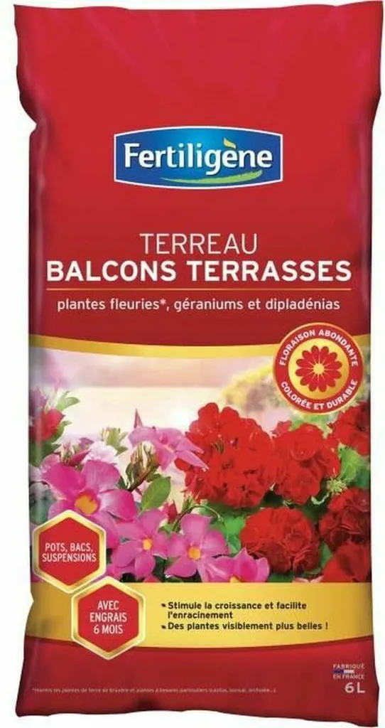 Terreau d'empotage Fertiligène Terrasse 6 L pour bacs et jardinières