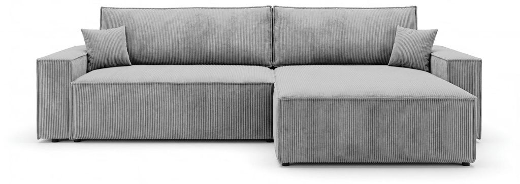 CORNERO Ecksofa mit schlaffunktion VIENNA rechts grau Cord Produktbild 