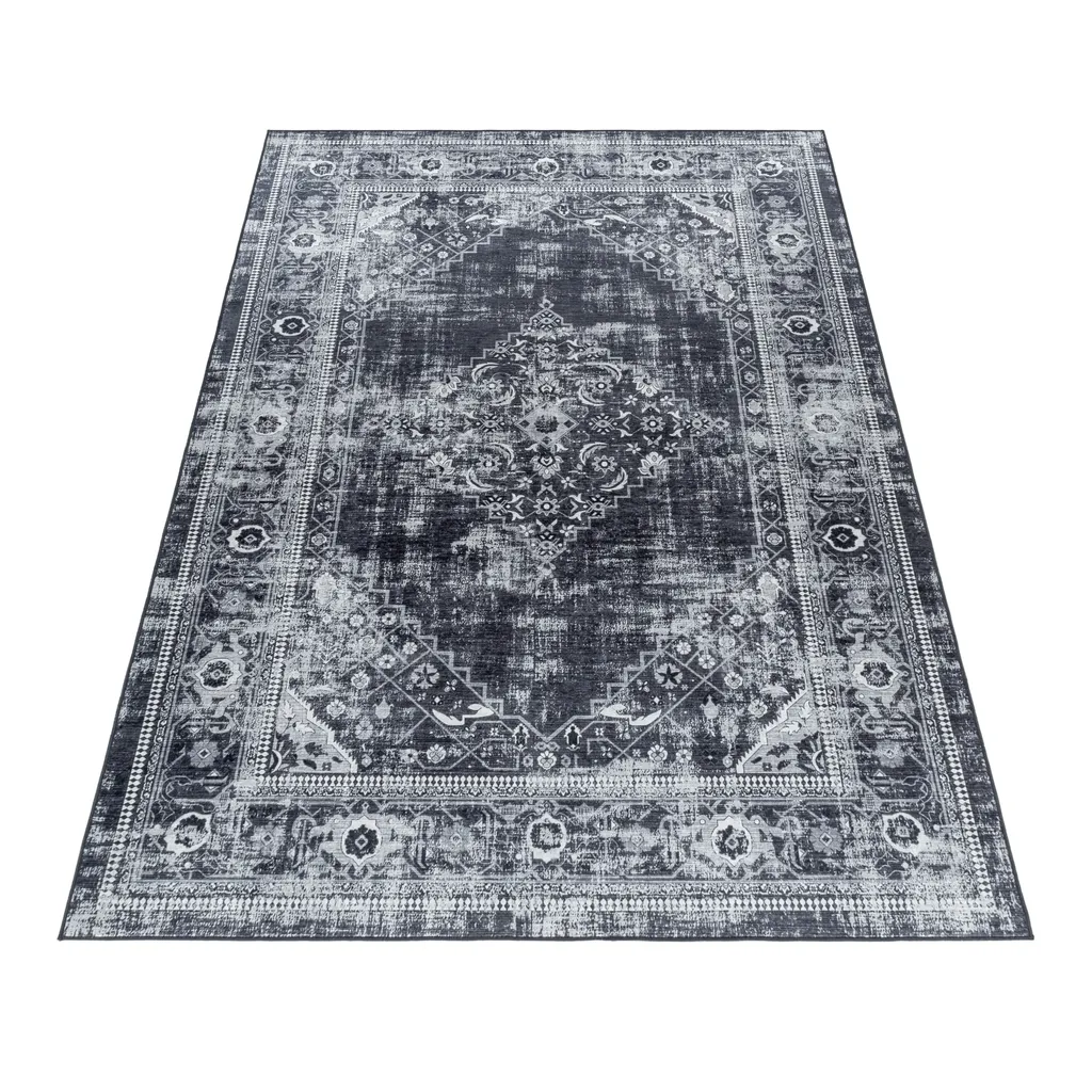 Grand tapis de couloir noir Fiesta Ancien antidérapant format 80x250cm