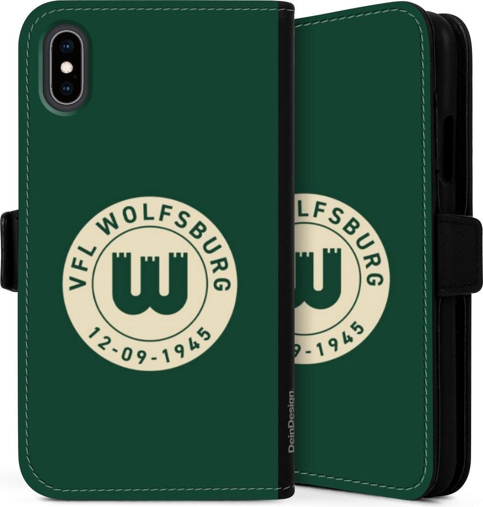 DeinDesign Klapphülle für Apple iPhone X Handytasche Lederhülle Tasche Offizielles Lizenzprodukt VfL Wolfsburg 80 Jahre