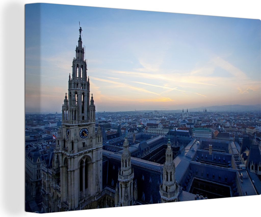 OneMillionCanvasses - Leinwandbilder - 140x90 cm, Wien - Österreich - Rathaus, Wandbilder Kunstdruck Wanddekoration - Foto auf Leinwand - Gemäl...