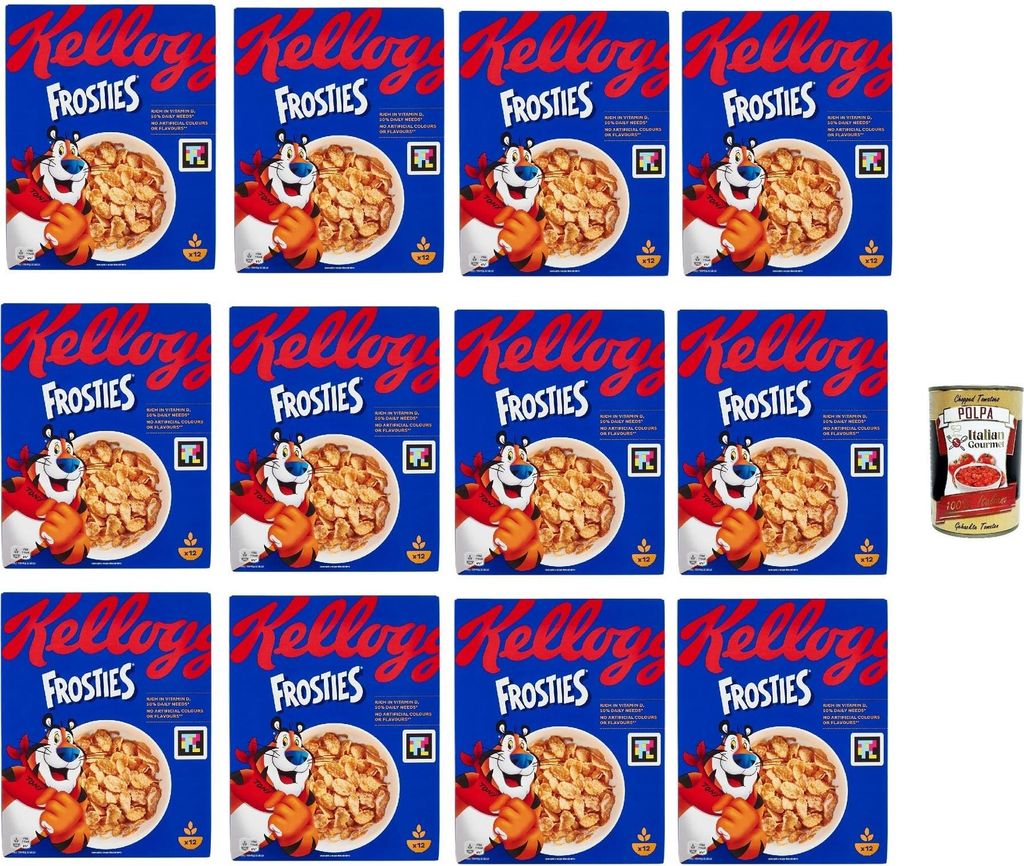 Frosties, knusprige Cornflakes aus Mais mit leckerem Frosting – Frühstückscerealien ohne künstliche Farb- und Aromastoffe 12x 330g + Italian G...