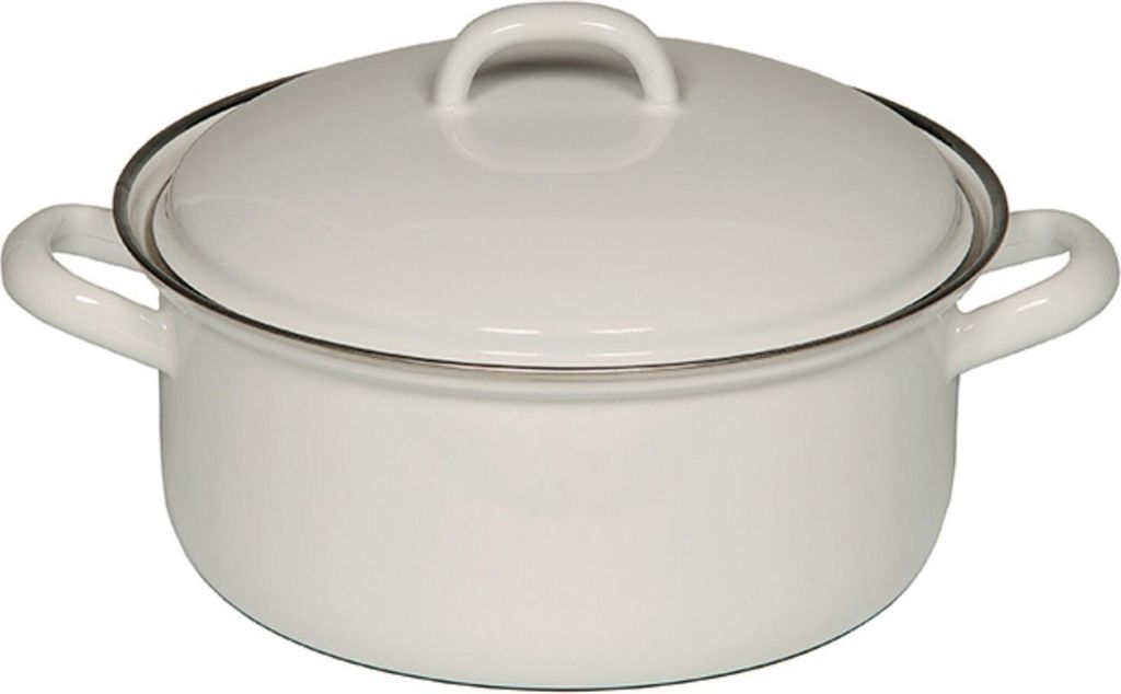 Riess Kasserolle mit Deckel Ø16cm 1,1L Weiss Emaille