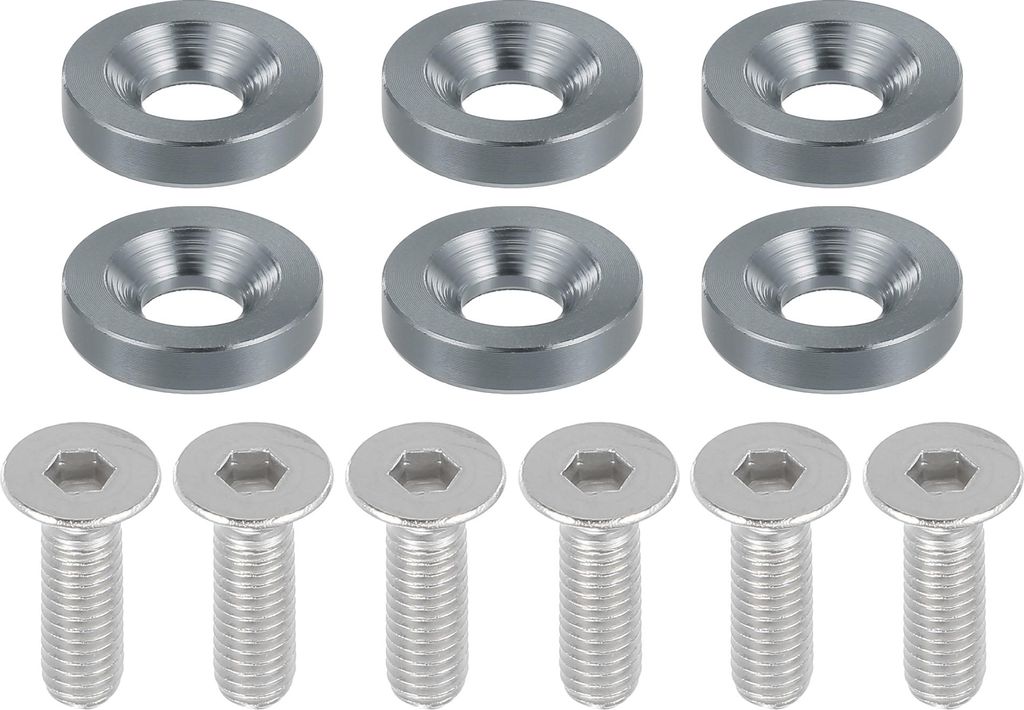 Universaler Abschluss Senkkopf Kotflügel Stoßstangen Unterlegscheiben, Dichtungsschrauben Motorraum Befestigungssatz für Motorrad, M6, Aluminium...