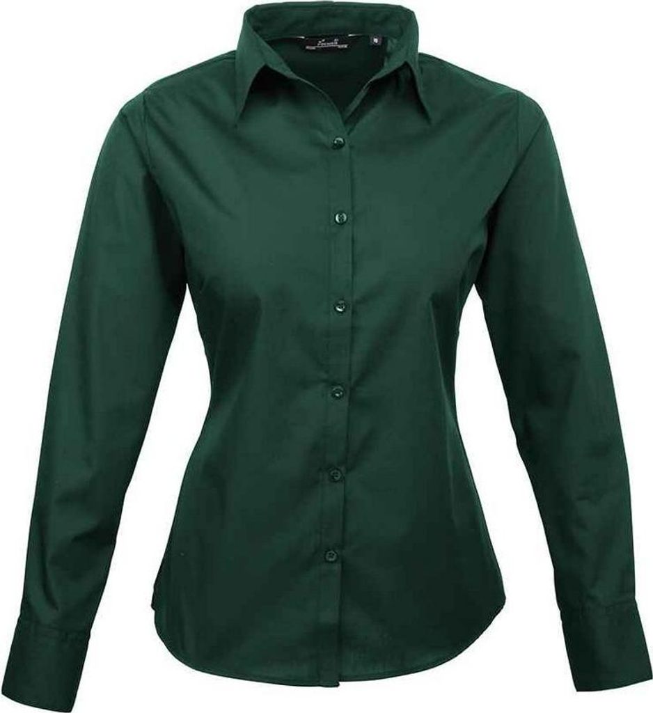 Premier - Bluse für Damen Langärmlig LT4522 (S) (Flaschengrün)