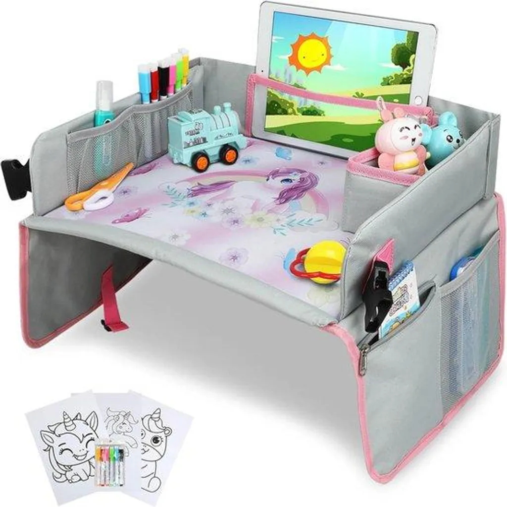 Table de jeu nomade pliable pour enfant avec poches filet et support