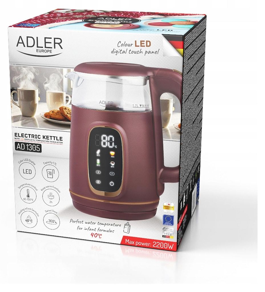 Camry AD 1305 burgundy electric kettle Immagine del prodotto 