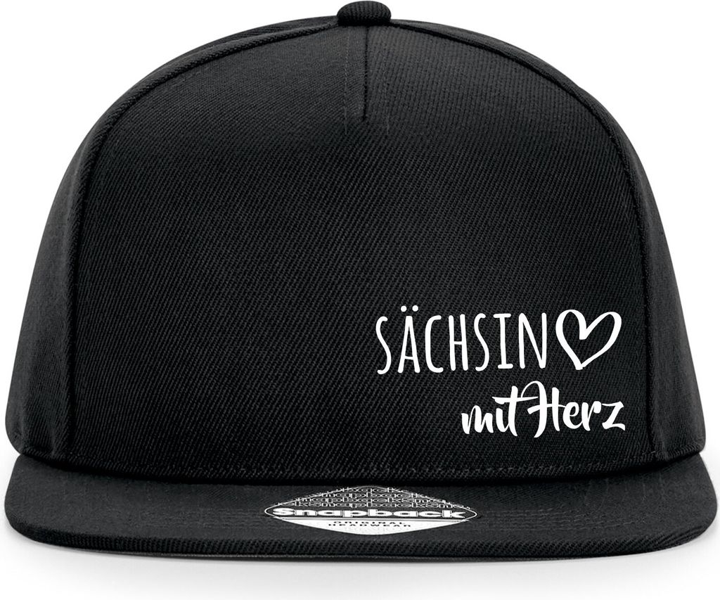Huuraa Cappy Mütze Sächsin mit Herz Black Polyester Snapback Kappe Geschenkidee