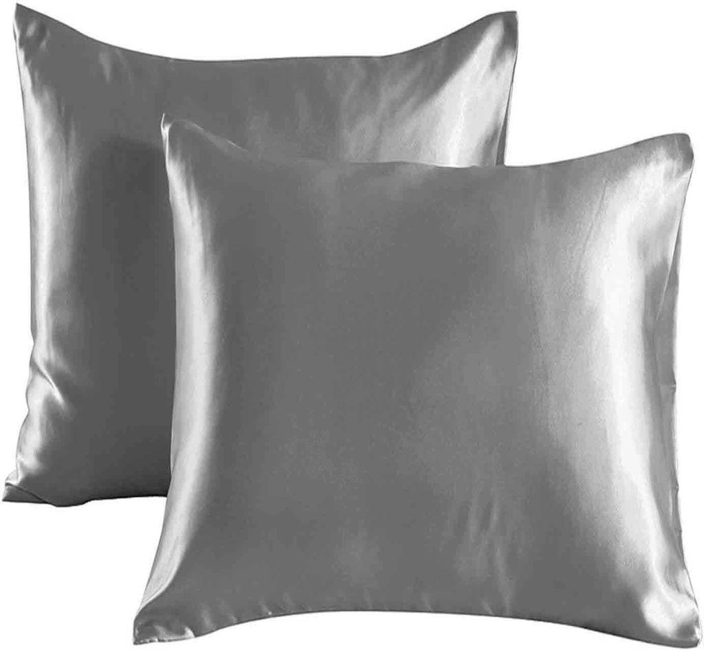 OKWISH Kissenbezüge 2er Set Kissenbezug SetKissenhülle 80x80 cm Kopfkissenbezug Kissen Bezug Weich Dunkelgrau