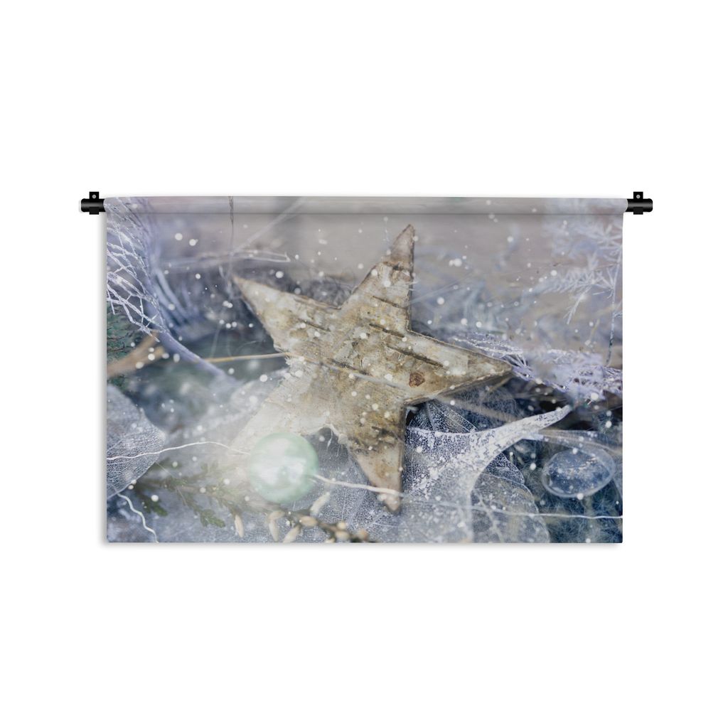 MuchoWow Wandteppich Wandbehang Ein Weihnachtsstern mit schwarzem Eis 60x40 cm Tapisserie Dekoration Wandtuch - Wanddekorationen