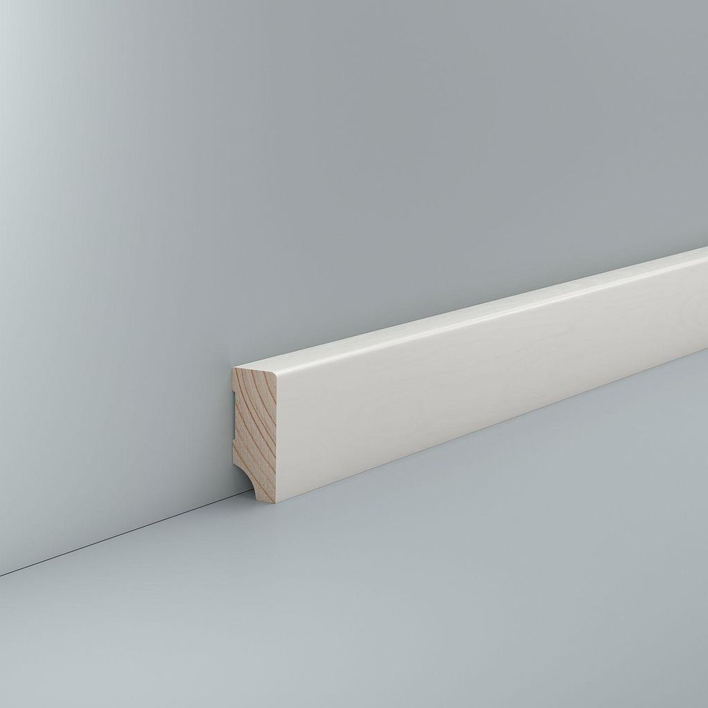 Sockelleiste weiß Kiefer 16 x 40 Lackiert RAL 9010 Fußleiste