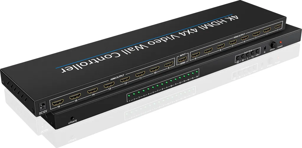 Processeur vidéo HDMI 4K sans soudure pour mur d'écrans TV 16 voies