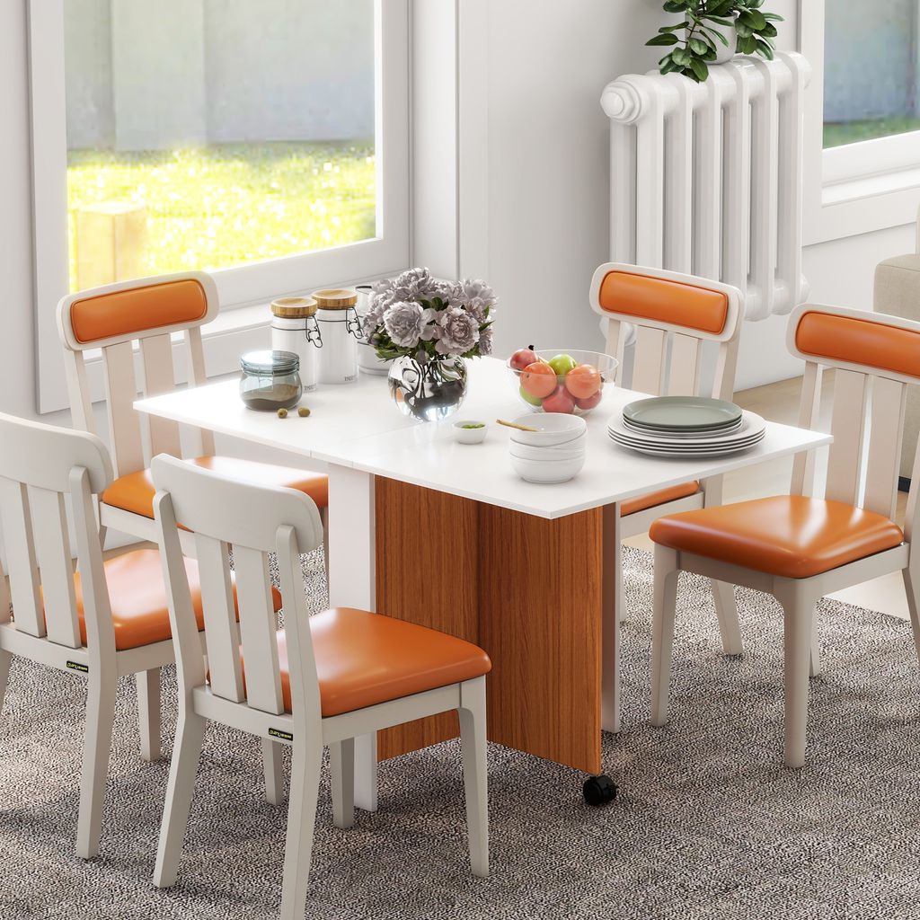 HOMCOM Klapptisch Rund 89cm - Ausziehbarer Küchentisch Für 4 Personen Grau