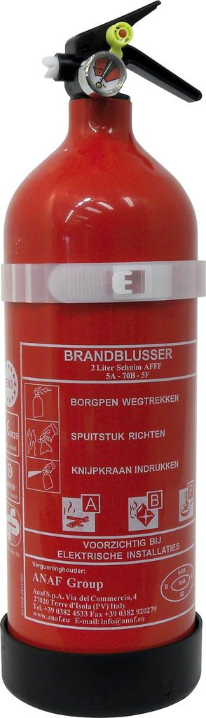 A red fire extinguisher is shown against a white background.