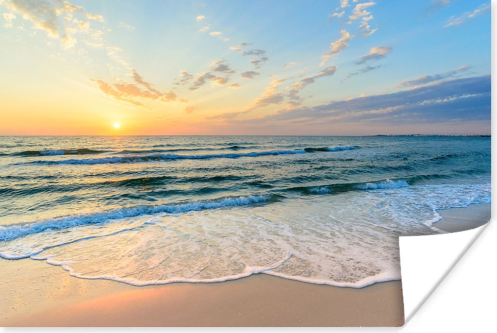 MuchoWow Poster Strand - Meer - Sonnenuntergang - Golf 120x80 cm - Bilder